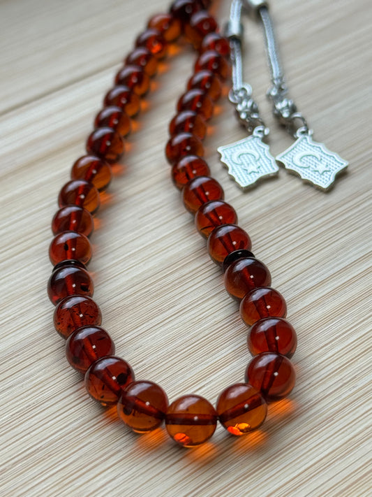 Yuvarlak cilalı %100 Kaliningrad Amber/Kehribar Tespih