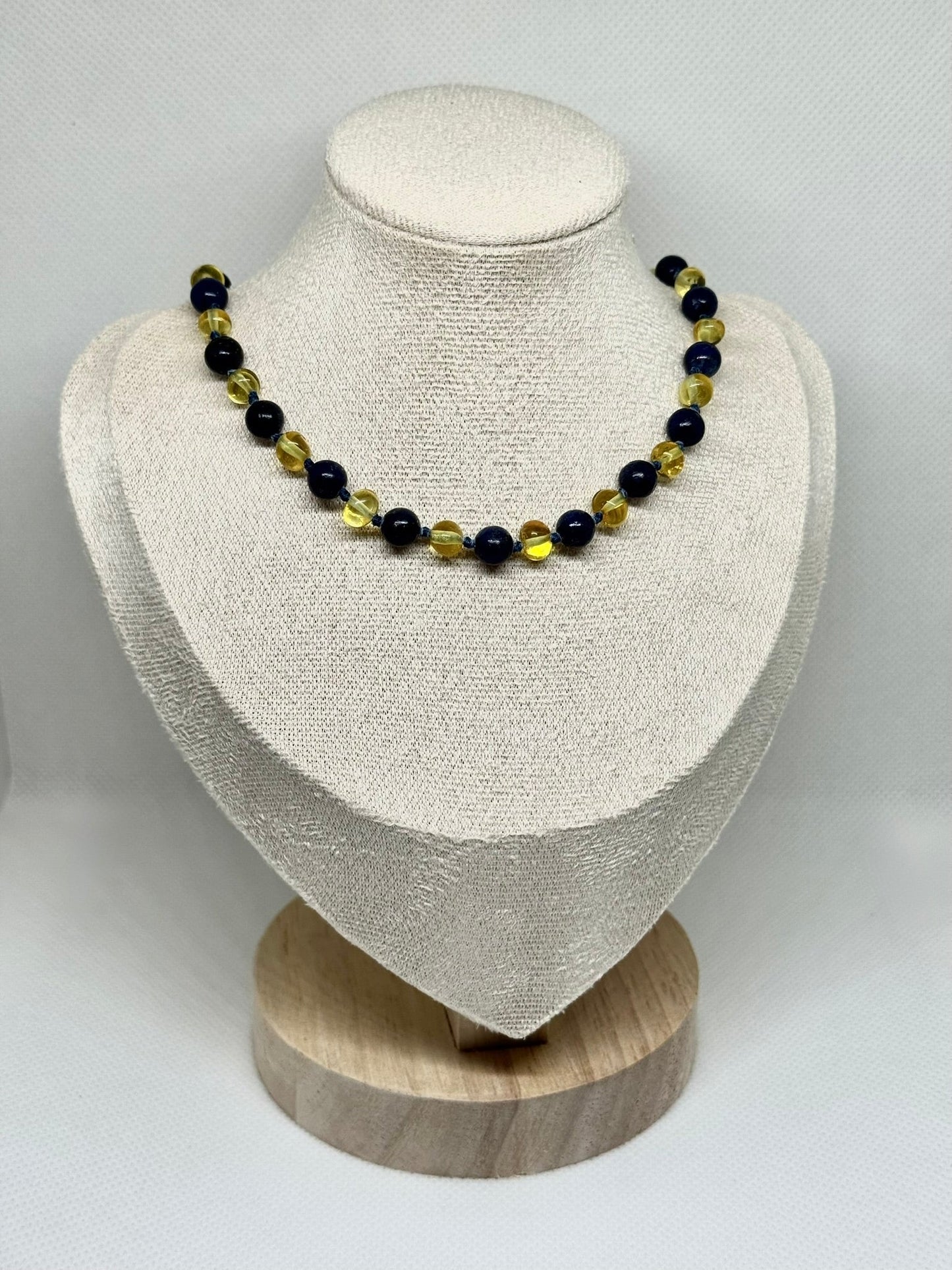 Barnsteen & Natuursteen Babyketting - Citroen & Lapis Lazuli (33 cm)