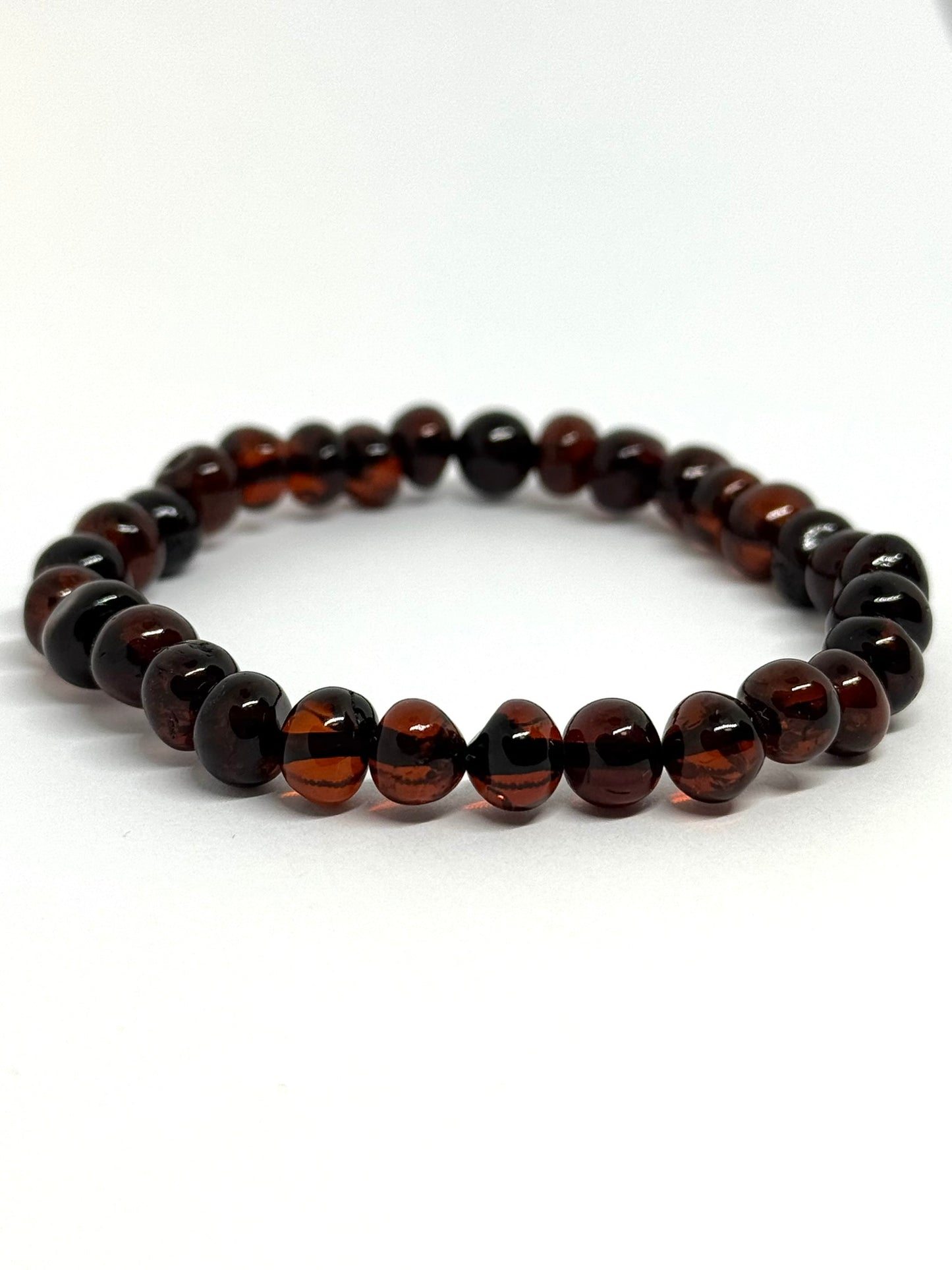 Elastisch Barnsteen Armband - Kers (±19 cm)