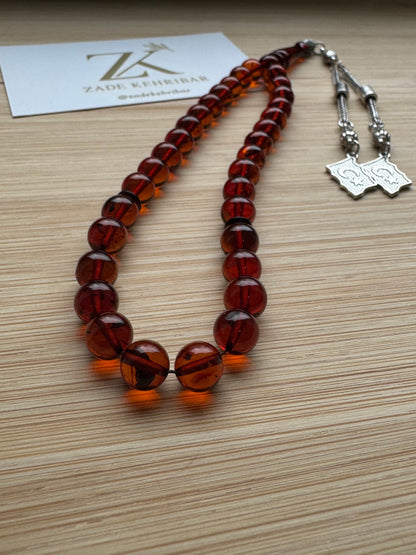 Yuvarlak cilalı %100 Kaliningrad Amber/Kehribar Tespih