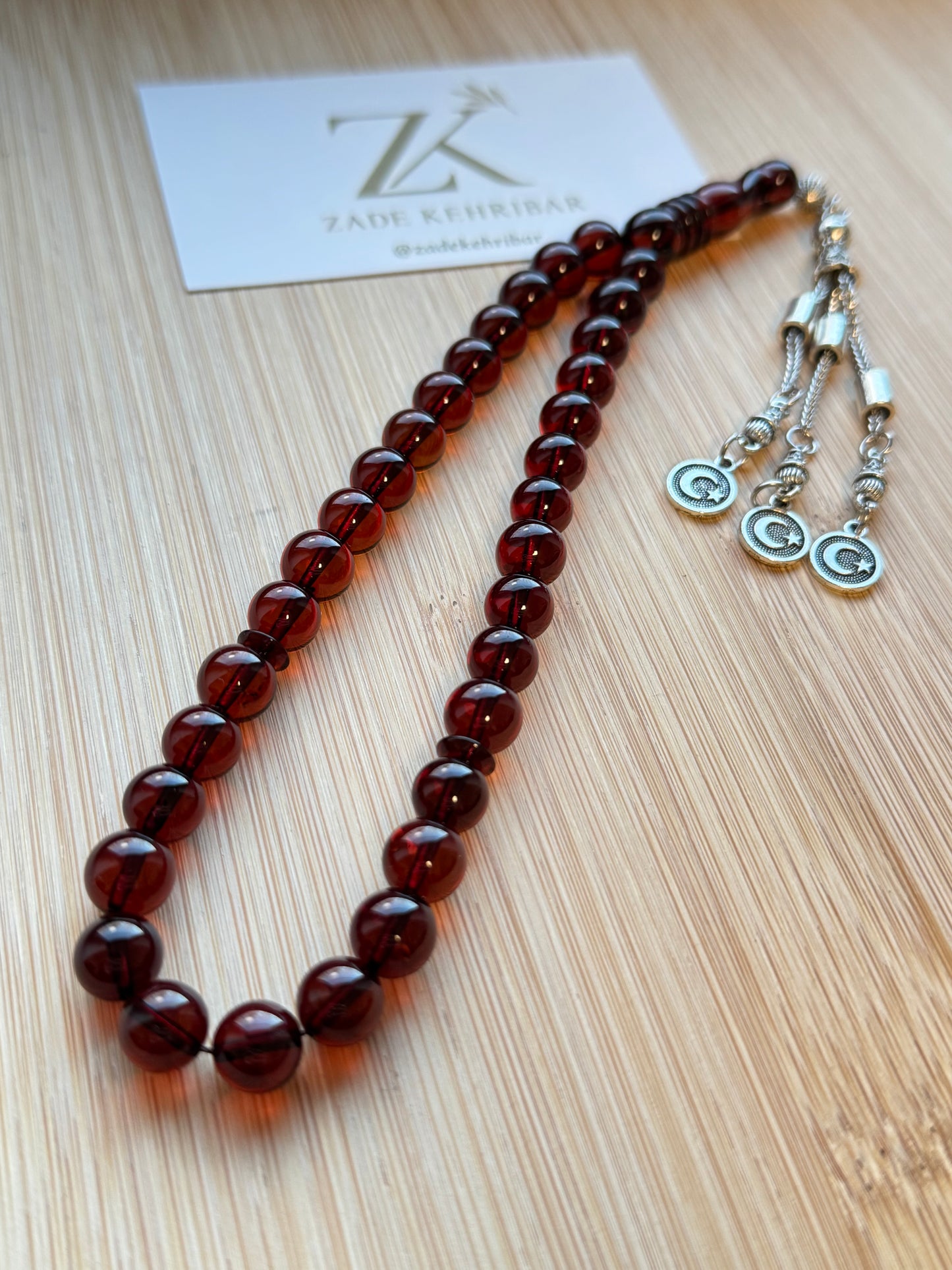 Rond geslepen 100% Kaliningrad Barnsteen/Kehribar Tespih -