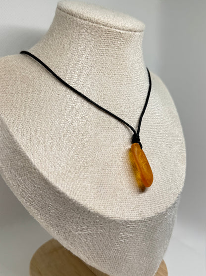 Ruwe Barnsteen Ketting - Honing (verstelbaar touw)