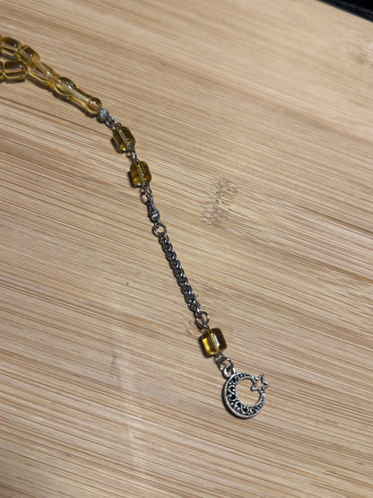 7,5x7mm - Kaliningrad Damla Kehribar Tesbih - Ay Yıldız Püskül