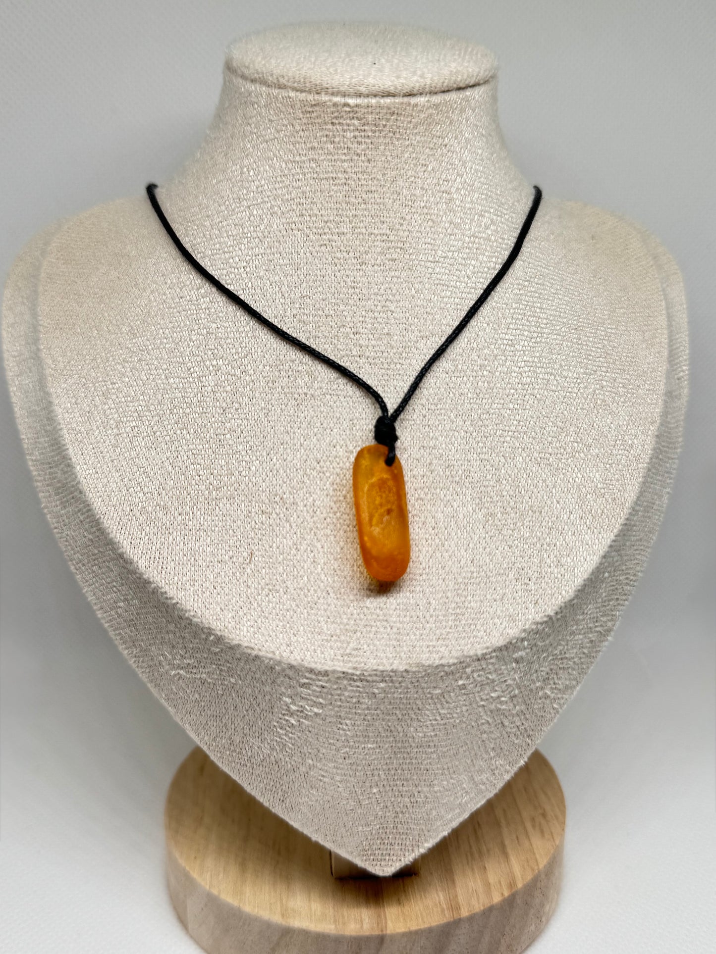 Ruwe Barnsteen Ketting - Honing (verstelbaar touw)