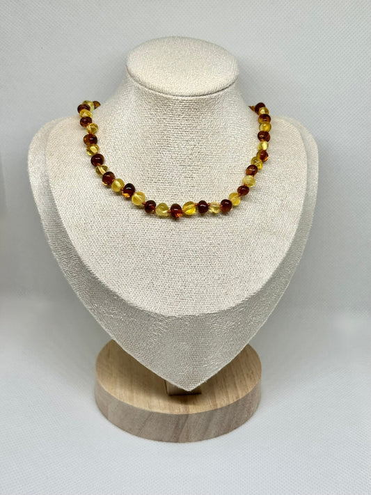Barnsteen Babyketting - Cognac & Honing (33 cm)