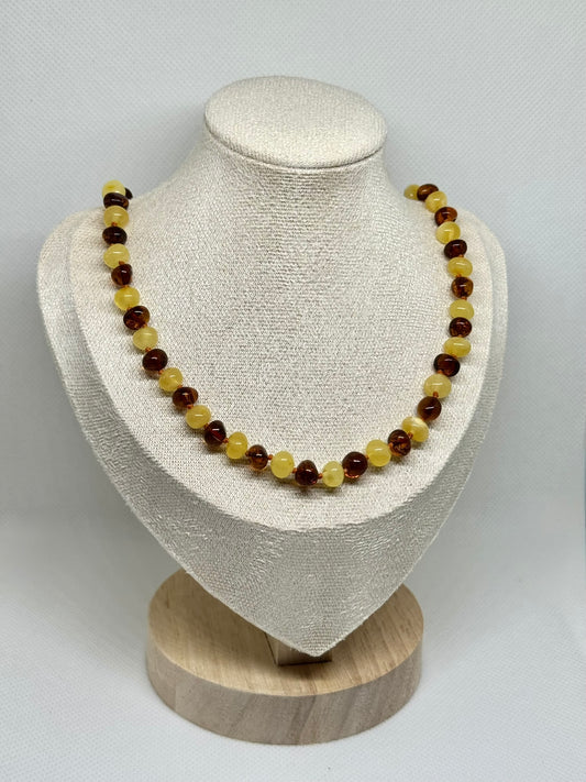 Kehribar Kolye - Tereyağı ve Konyak (44 cm)