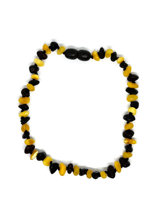 Ruwe Barnsteen Enkelband  - Boter & Zwart (26 cm)