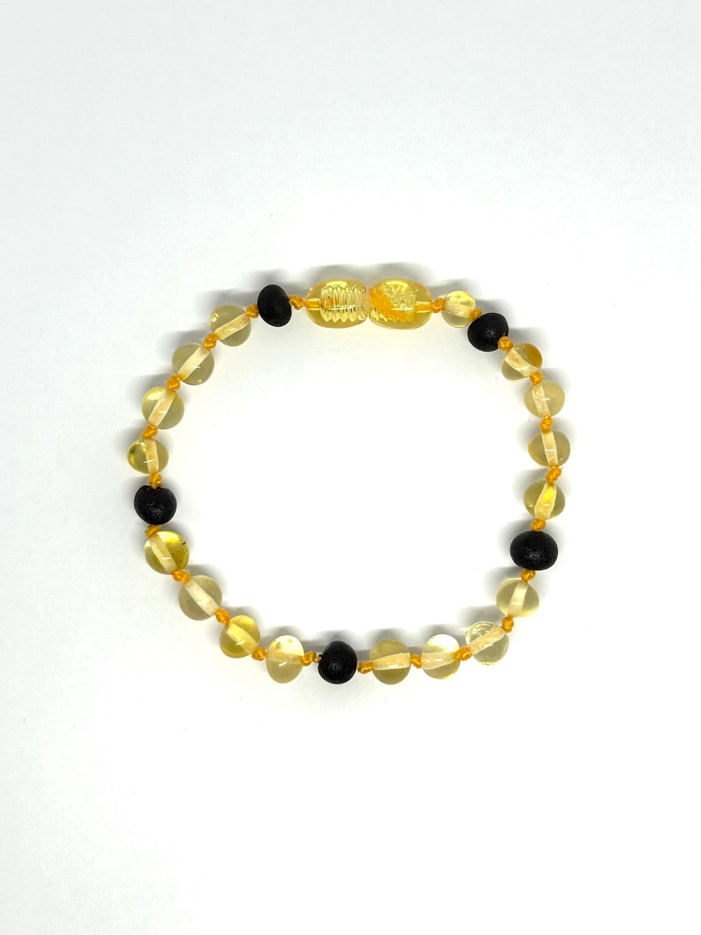 Kehribar Bileklik - Limon ve Siyah (17-19 cm)