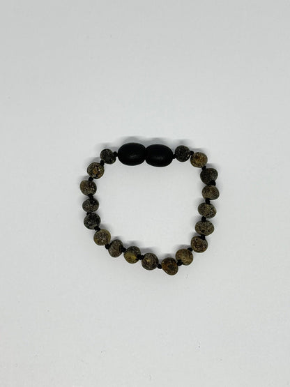 Ham Kehribar Bileklik - Koyu Yeşil (12cm-14cm)