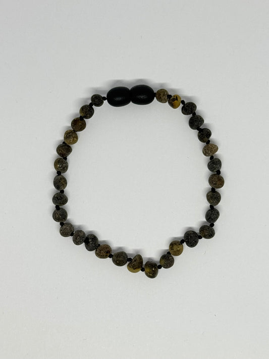 Ruwe Barnsteen Armband  - Donkergroen (19-21 cm)