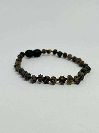 Ruwe Barnsteen Armband  - Donkergroen (19-21 cm)